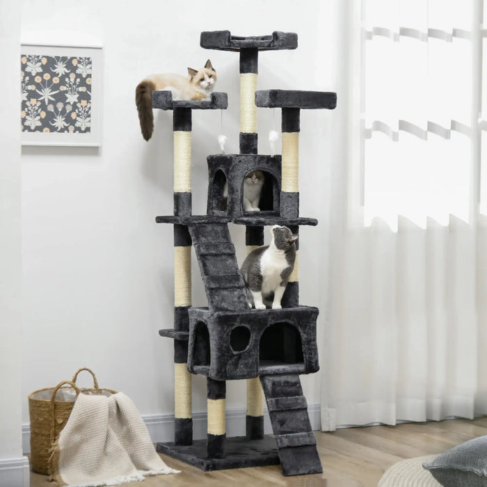 Cat Tree Scratching House | Activity Play Centre - Little and Giant Explorers PawHut