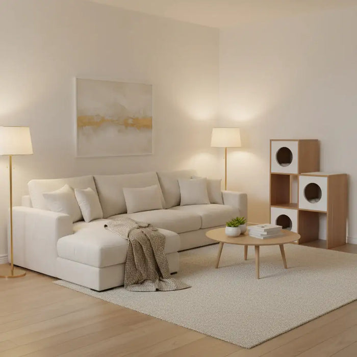 Cat Tree House – Brown and White | Multi-Level Cat Tower - 3 Condos and Cushions VIDAXL - Little and Giant Explorers vidaXL