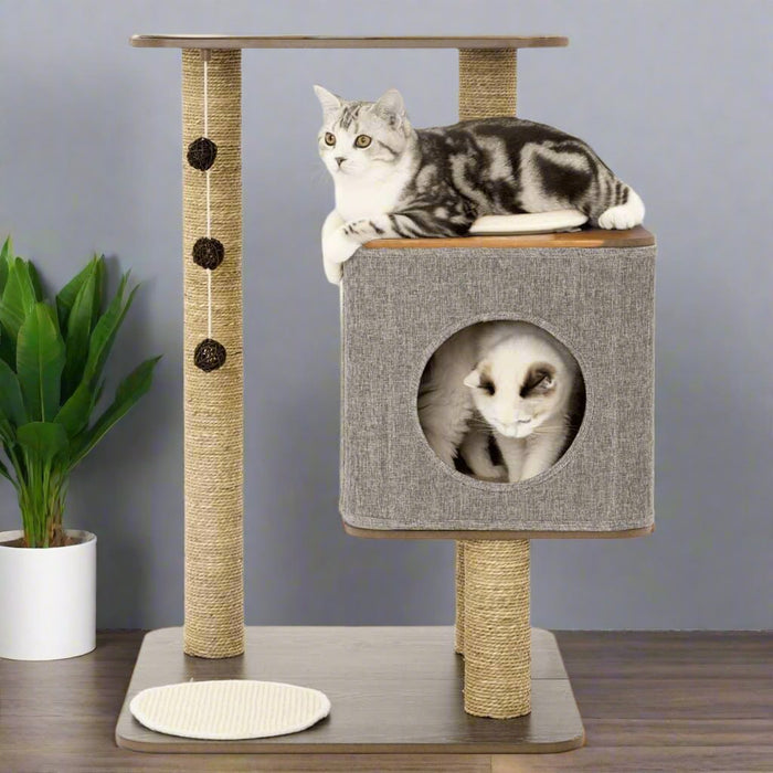 Cat Tree House 'Molly' in Grey - Little and Giant Explorers Jack and Vanilla