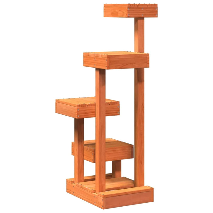 Cat Tree Wax Brown 45.5x49x103 cm Solid Wood Pine - Little and Giant Explorers vidaXL