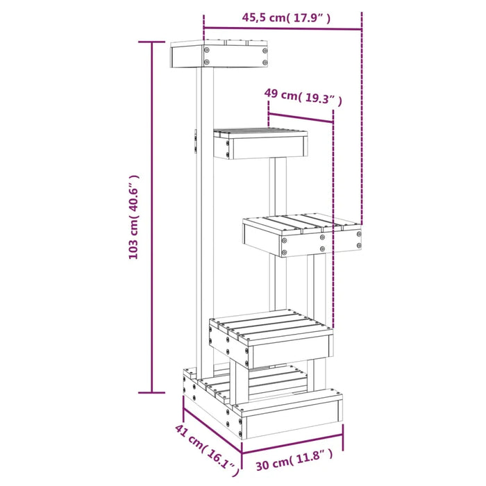 Cat Tree White 45.5x49x103 cm Solid Wood Pine - Little and Giant Explorers vidaXL