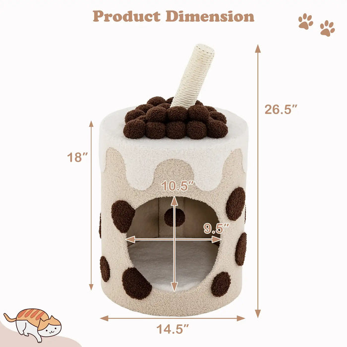 Cat Tree Milk Tea Design | Creative Food-Inspired Styling with Rotatable Post - Little and Giant Explorers Costway