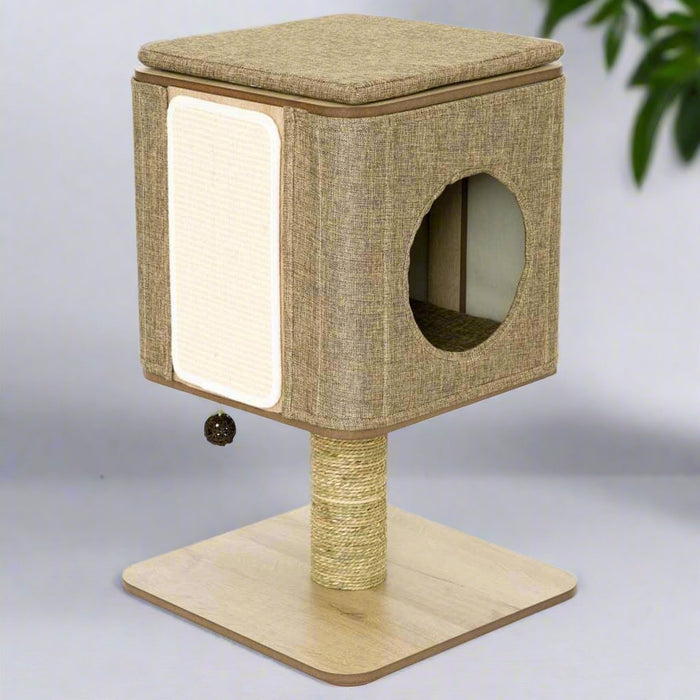 Cat Tree Stand 'Molly' in Brown (42 x 42 x 67cm) - Little and Giant Explorers Jack and Vanilla