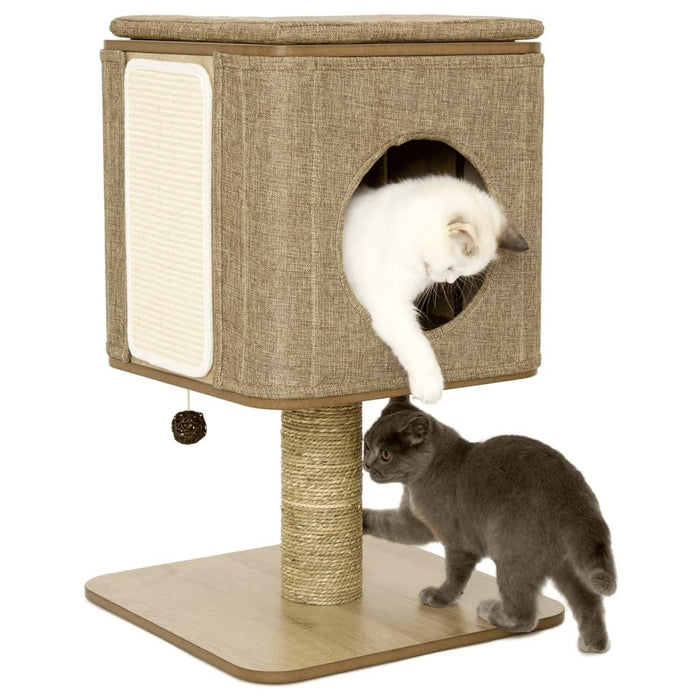 Cat Tree Stand 'Molly' in Brown (42 x 42 x 67cm) - Little and Giant Explorers Jack and Vanilla