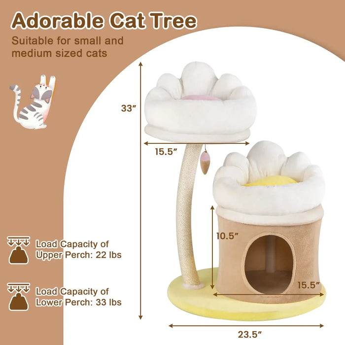 Cat Tree Tower | Multi-Level Playhouse - Condo, Scratching Post and Washable Perches COSTWAY - Little and Giant Explorers Costway
