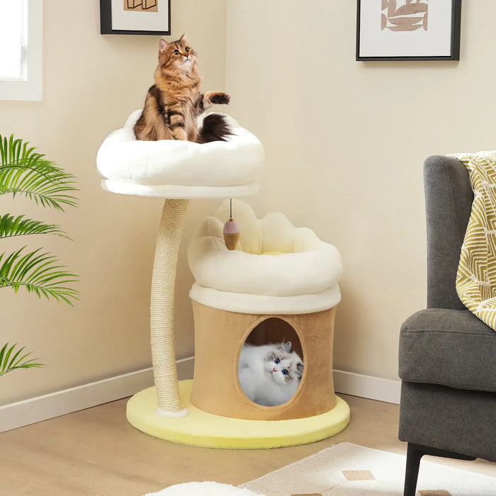 Cat Tree Tower | Multi-Level Playhouse - Condo, Scratching Post and Washable Perches COSTWAY - Little and Giant Explorers Costway