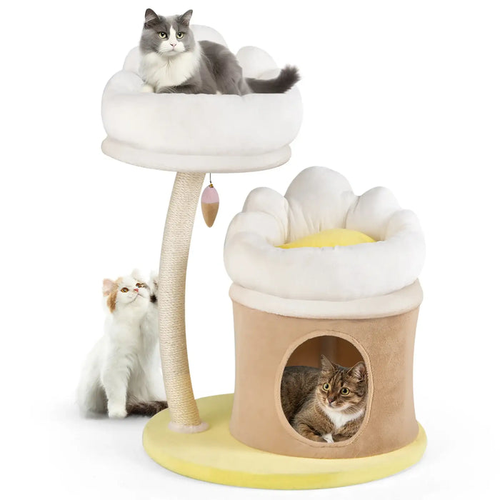 Cat Tree Tower | Multi-Level Playhouse - Condo, Scratching Post and Washable Perches COSTWAY - Little and Giant Explorers Costway