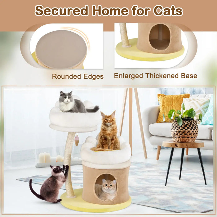 Cat Tree Tower | Multi-Level Playhouse - Condo, Scratching Post and Washable Perches COSTWAY - Little and Giant Explorers Costway