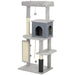 Cat Tree with Jumping Platform and House in Light Grey 132cm - Little and Giant Explorers PawHut