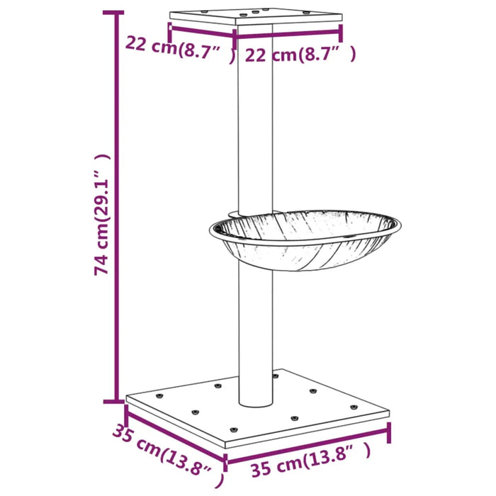 Cat Tree with Sisal Scratching Post Light Grey 74 cm - Little and Giant Explorers vidaXL