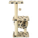 Cat Tree with Sisal Scratching Posts in Beige and Paw Print - Little and Giant Explorers vidaXL