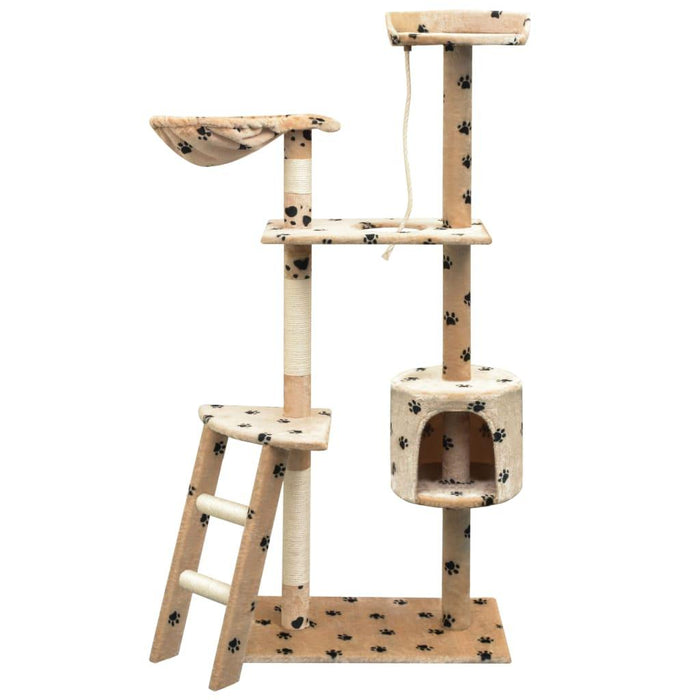 Cat Tree with Sisal Scratching Posts in Beige Paw Prints - Little and Giant Explorers vidaXL