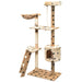 Cat Tree with Sisal Scratching Posts in Beige Paw Prints - Little and Giant Explorers vidaXL