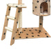 Cat Tree with Sisal Scratching Posts in Beige Paw Prints - Little and Giant Explorers vidaXL