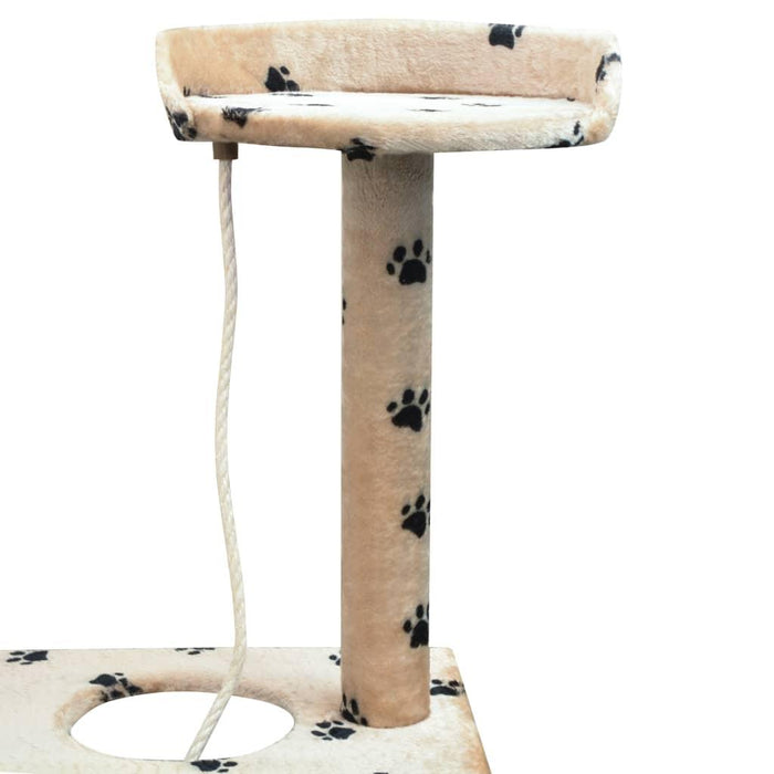 Cat Tree with Sisal Scratching Posts in Beige Paw Prints - Little and Giant Explorers vidaXL