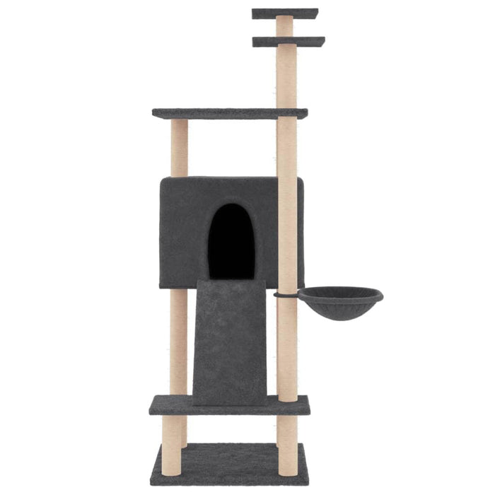 Cat Tree with Sisal Scratching Posts in Dark Grey - Little and Giant Explorers vidaXL