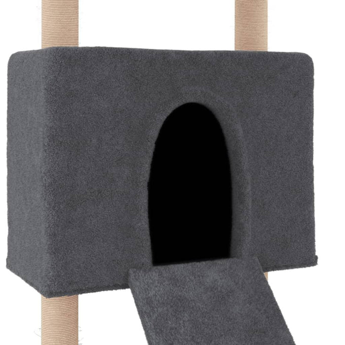 Cat Tree with Sisal Scratching Posts in Dark Grey - Little and Giant Explorers vidaXL