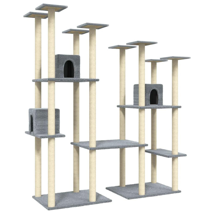 Cat Tree with Sisal Scratching Posts in Light Grey - Little and Giant Explorers vidaXL