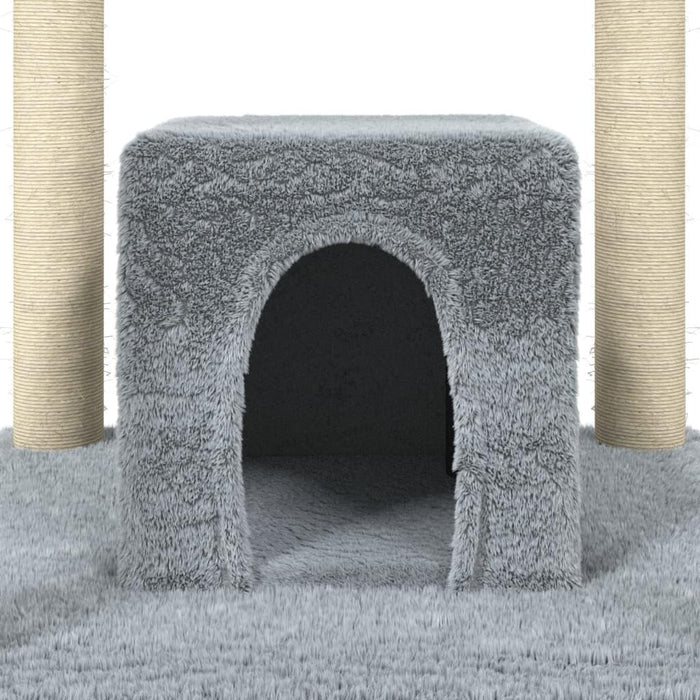 Cat Tree with Sisal Scratching Posts in Light Grey - Little and Giant Explorers vidaXL