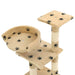 Cat Tree with Sisal Scratching Posts in Paw Prints and Beige 65cm - Little and Giant Explorers vidaXL