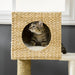 Cat Tree/House with Scratching Posts and Bed in Natural Finish - Little and Giant Explorers PawHut