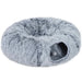 Cat Tunnel with Bed – Light Grey | Multi-Shape Cat Play Tunnel - Plush Fabric PAWHUT - Little and Giant Explorers PawHut