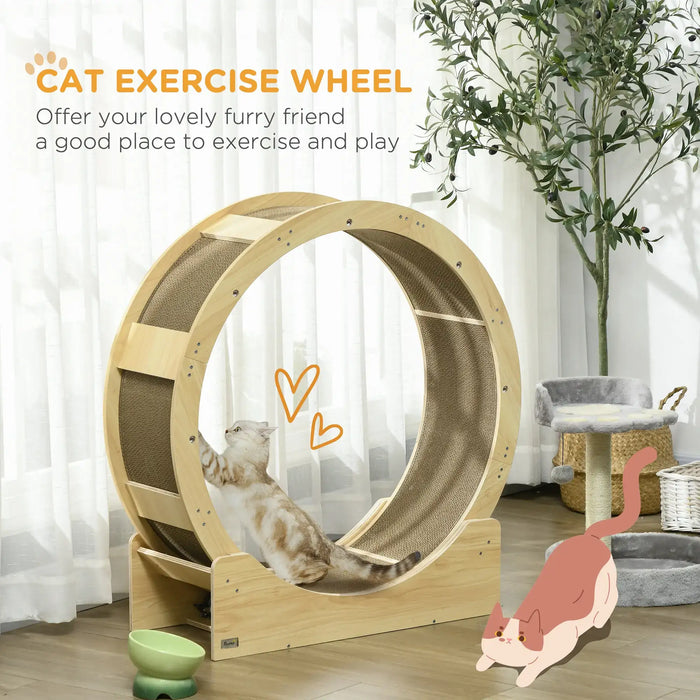 Cat Wheel Oak | Exercise Wheel with Built-In Brake System - Little and Giant Explorers PawHut