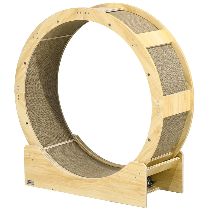 Cat Wheel Oak | Exercise Wheel with Built-In Brake System - Little and Giant Explorers PawHut