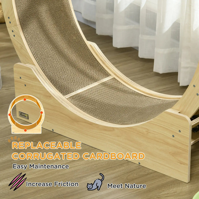 Cat Wheel Oak | Exercise Wheel with Built-In Brake System - Little and Giant Explorers PawHut