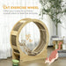 Cat Wheel with Brake and Scratching Pads in Oak - Little and Giant Explorers PawHut