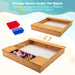 Cedar Wood Kids Sandbox with Benches and Storage Boxes | Bottomless Design COSTWAY - Little and Giant Explorers Costway