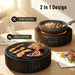 2 in 1 electric ceramic hob and grill with steak and egg cooking functions on wooden table