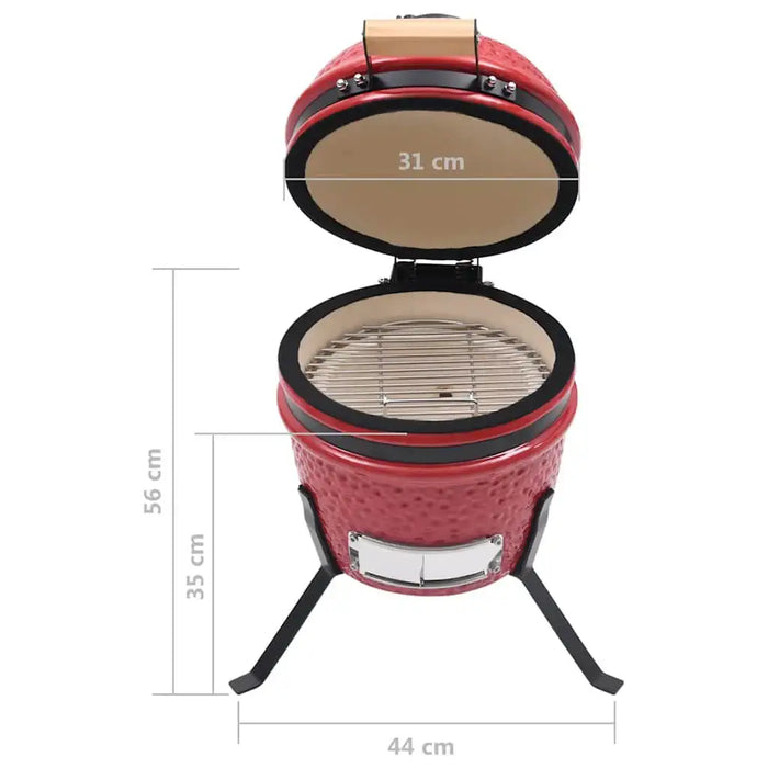Ceramic Kamado Grill – 26.5cm Mini BBQ Smoker | Red Ceramic Charcoal Grill VIDAXL - Little and Giant Explorers vidaXL