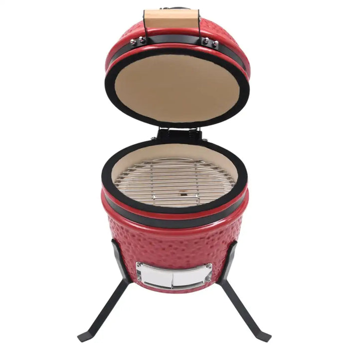 Ceramic Kamado Grill – 26.5cm Mini BBQ Smoker | Red Ceramic Charcoal Grill VIDAXL - Little and Giant Explorers vidaXL