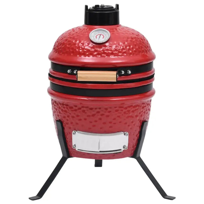 Ceramic Kamado Grill – 26.5cm Mini BBQ Smoker | Red Ceramic Charcoal Grill VIDAXL - Little and Giant Explorers vidaXL