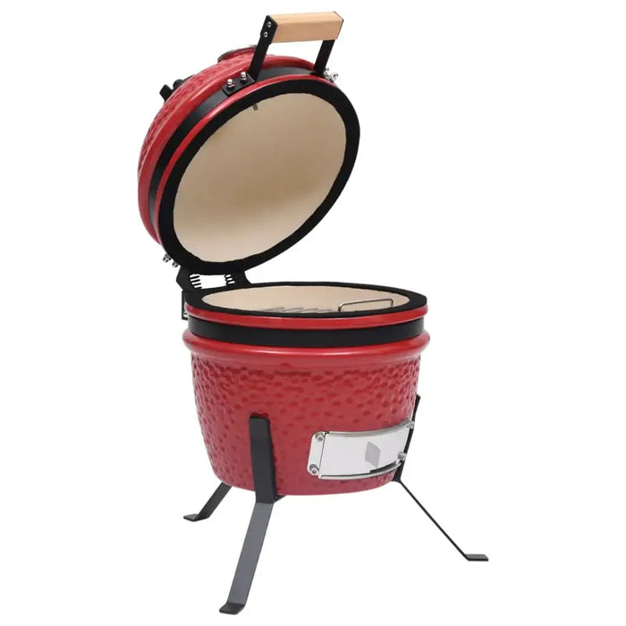 Ceramic Kamado Grill – 26.5cm Mini BBQ Smoker | Red Ceramic Charcoal Grill VIDAXL - Little and Giant Explorers vidaXL