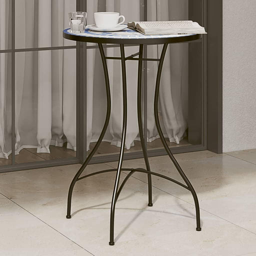 Ceramic Mosaic Bistro Table in Blue and White (Ø50 x 70cm) - Little and Giant Explorers vidaXL