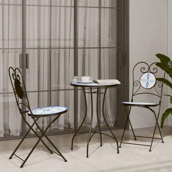 Ceramic Mosaic Bistro Table in Blue and White (Ø50 x 70cm) - Little and Giant Explorers vidaXL