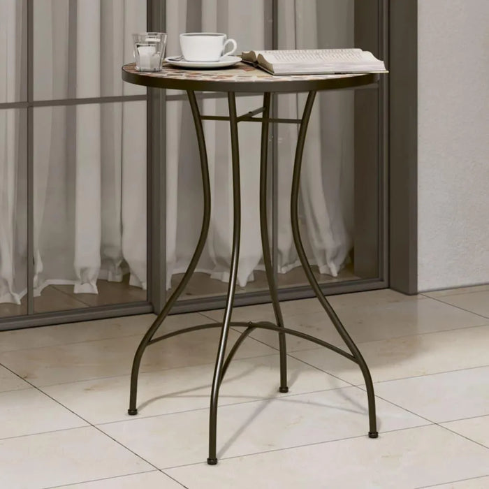 Ceramic Mosaic Bistro Table in Terracotta and White (Ø50 x 70cm) - Little and Giant Explorers vidaXL