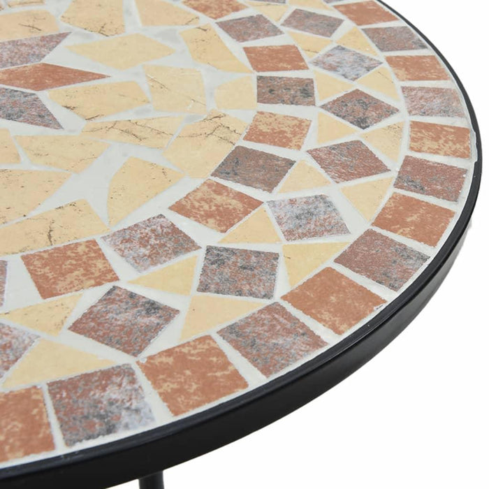 Ceramic Mosaic Bistro Table in Terracotta and White (Ø50 x 70cm) - Little and Giant Explorers vidaXL