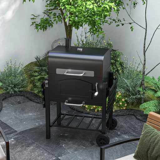 Charcoal Barbecue Grill and Smoker with Shelves - Little and Giant Explorers Outsunny