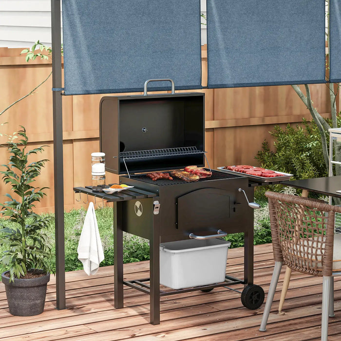 Charcoal Barbecue Grill and Smoker with Shelves - Little and Giant Explorers Outsunny