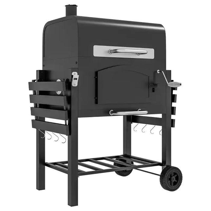 Charcoal Barbecue Grill and Smoker with Shelves - Little and Giant Explorers Outsunny