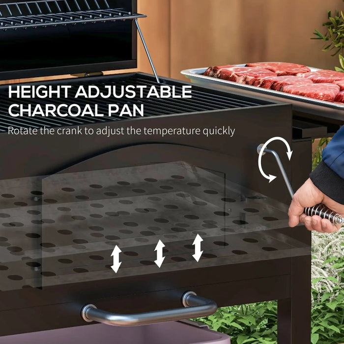 Charcoal Barbecue Grill and Smoker with Shelves - Little and Giant Explorers Outsunny