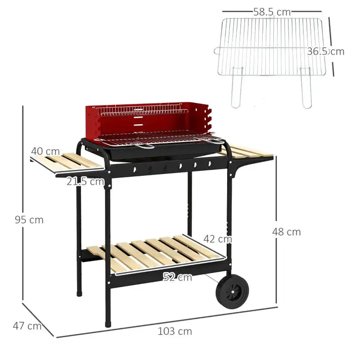 Charcoal BBQ Grill – 5-Position Height | 1800cm² Cooking Area OUTSUNNY - Little and Giant Explorers Outsunny