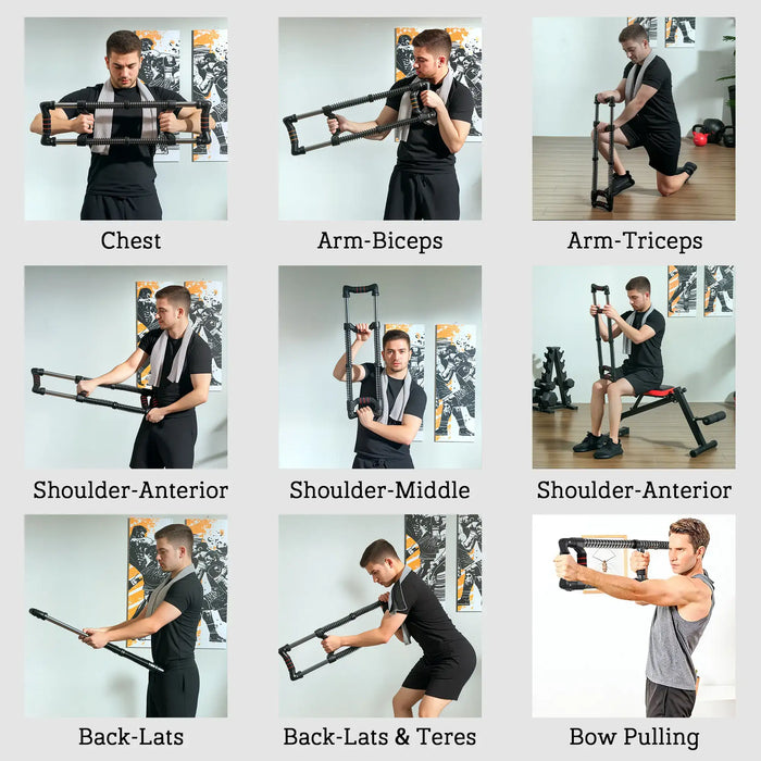 Chest Expander Stainless Steel | 10-80kg Adjustable Resistance - Little and Giant Explorers SPORTNOW