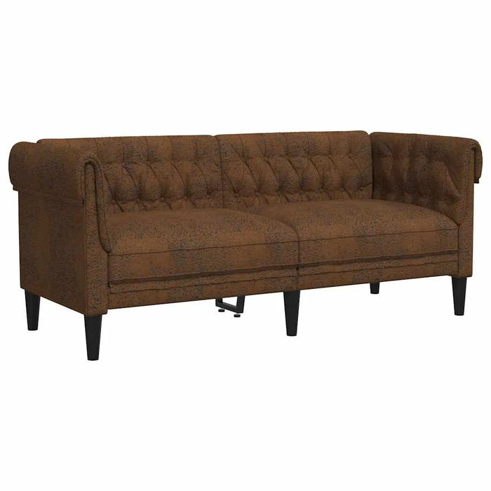 Chesterfield Plush Sofa – Brown Faux Leather | Classic Button-Tufted Design VIDAXL - Little and Giant Explorers