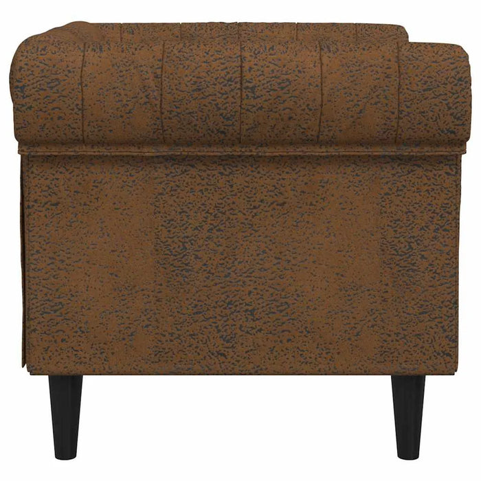 Chesterfield Plush Sofa Chair – Brown Faux Leather | Deep Button Tufting - Rolled Armrests VIDAXL - Little and Giant Explorers