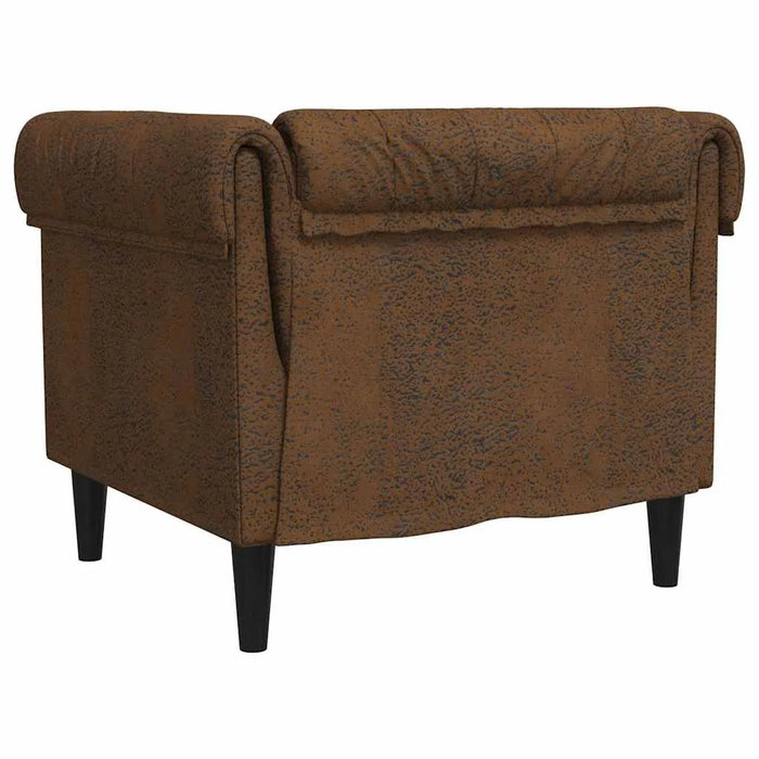 Chesterfield Plush Sofa Chair – Brown Faux Leather | Deep Button Tufting - Rolled Armrests VIDAXL - Little and Giant Explorers