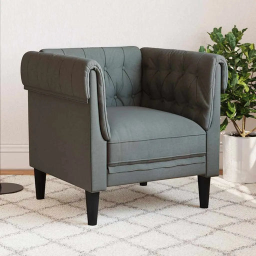 Chesterfield Sofa Chair with Rolled Arms – Dark Grey Fabric | Deep Button Tufting VIDAXL - Little and Giant Explorers